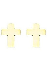 delightful teeny yellow gold screw back cross earrings for babies